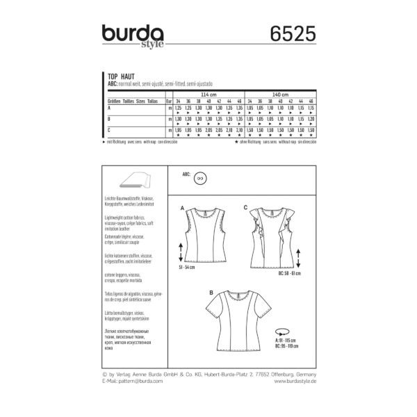Burda Style Schnittmuster - Top & Bluse - Nr.6525 – Bild 3