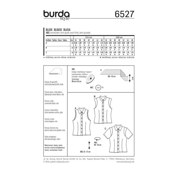 Burda Style Schnittmuster - Bluse - Hemdkragen oder Stehkragen - Nr.6527 – Bild 5