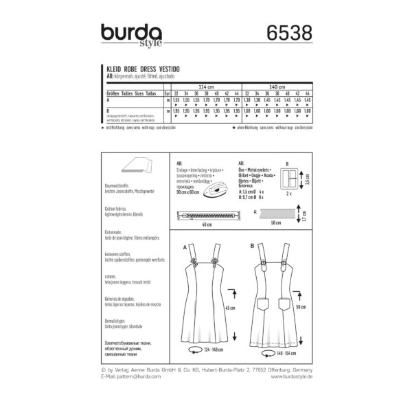 Burda Style Schnittmuster - Kleid - Trägerkleider - Nr.6538 – Bild 4