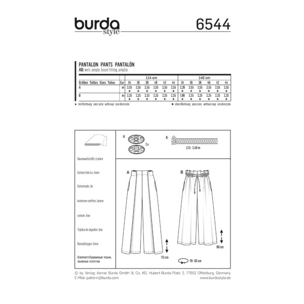 Burda Style Schnittmuster - Hose - weite Hosen - Nr.6544 – Bild 4