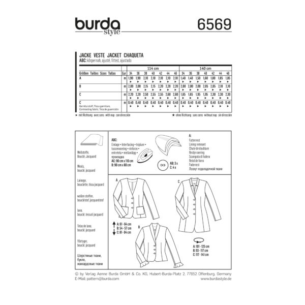 Burda Style Schnittmuster - Jacke - Nr.6569 – Bild 5