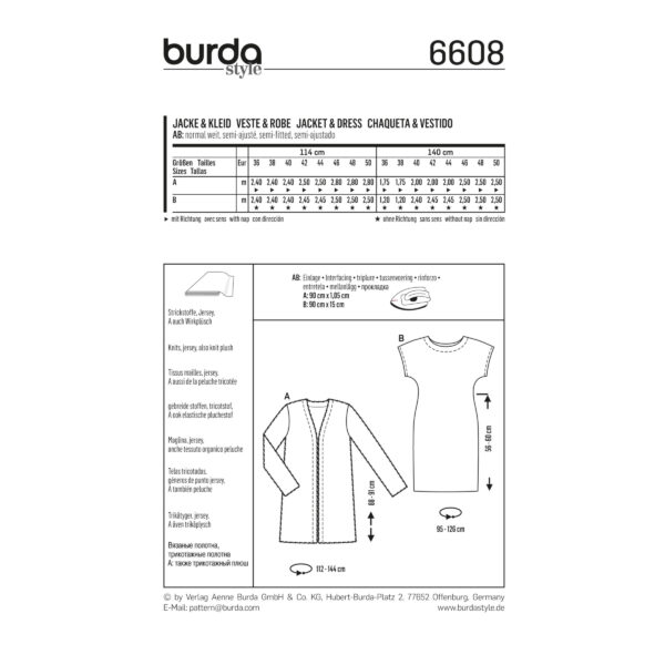 Burda Style Schnittmuster - Jacke + Kleid - Shirtkleid & Cardigan - Nr. 6608 – Bild 4