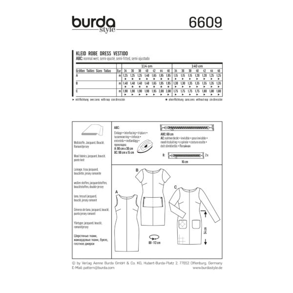 Burda Style Schnittmuster - Kleid - Shiftkleid - Etuikleid - Nr. 6609 – Bild 5