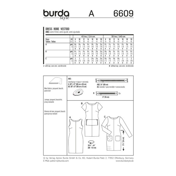 Burda Style Schnittmuster - Kleid - Shiftkleid - Etuikleid - Nr. 6609 – Bild 6