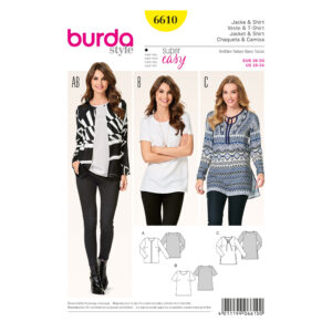 Burda Style Schnittmuster - Jacke + Shirt - Blusenjacke und Blusenshirt - Nr. 6610