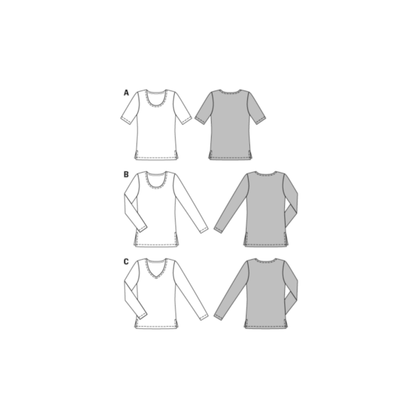Burda Style Schnittmuster - Shirt - Shirts mit Runden + V-Ausschnitt - Nr. 6611 – Bild 7