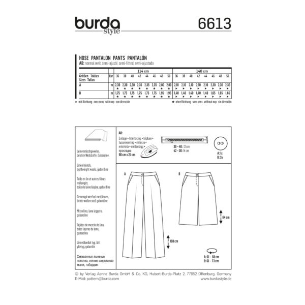 Burda Style Schnittmuster - Hose - Marlenehose und Bermuda - Nr. 6613 – Bild 4