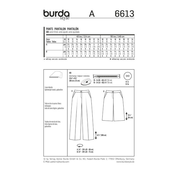 Burda Style Schnittmuster - Hose - Marlenehose und Bermuda - Nr. 6613 – Bild 5