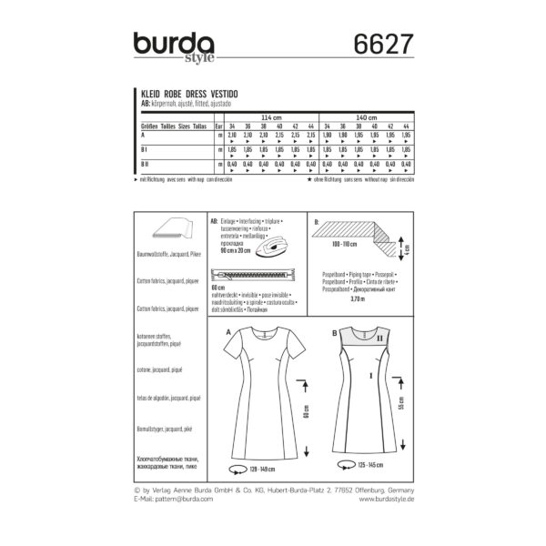 Burda Style Schnittmuster - Kleid - Etuikleider - runder Ausschnitt - Nr. 6627 – Bild 4