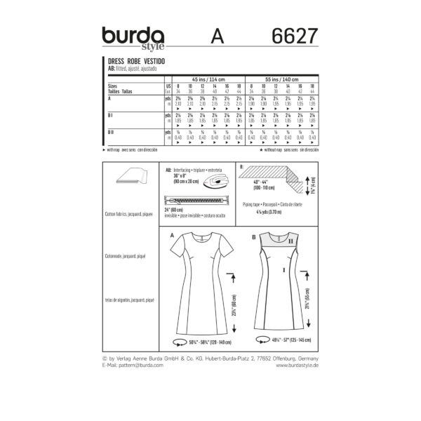 Burda Style Schnittmuster - Kleid - Etuikleider - runder Ausschnitt - Nr. 6627 – Bild 5