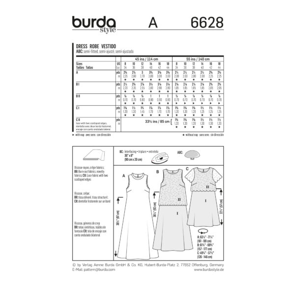 Burda Style Schnittmuster - Kleid - Sommerkleid - Spitzenüberteil - Nr. 6628 – Bild 6