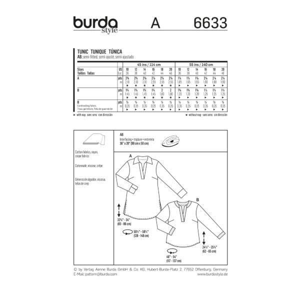 Burda Style Schnittmuster - Tunika - Tuniken kurz und lang - Nr. 6633 – Bild 5