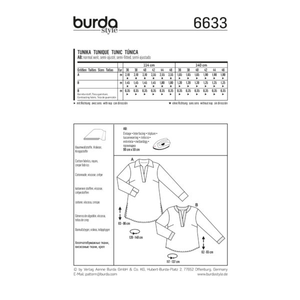 Burda Style Schnittmuster - Tunika - Tuniken kurz und lang - Nr. 6633 – Bild 4