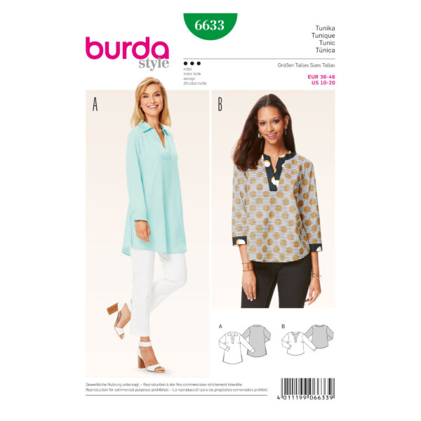 Burda Style Schnittmuster - Tunika - Tuniken kurz und lang - Nr. 6633