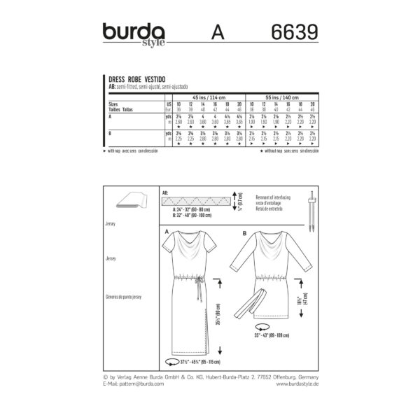 Burda Style Schnittmuster - Kleid - Jerseykleider - Banddurchzug - Nr. 6639 – Bild 5