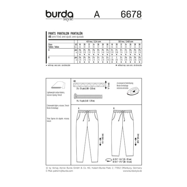 Burda Style Schnittmuster - Hose - Jogginghosen - Gummizughosen - Nr. 6678 – Bild 5