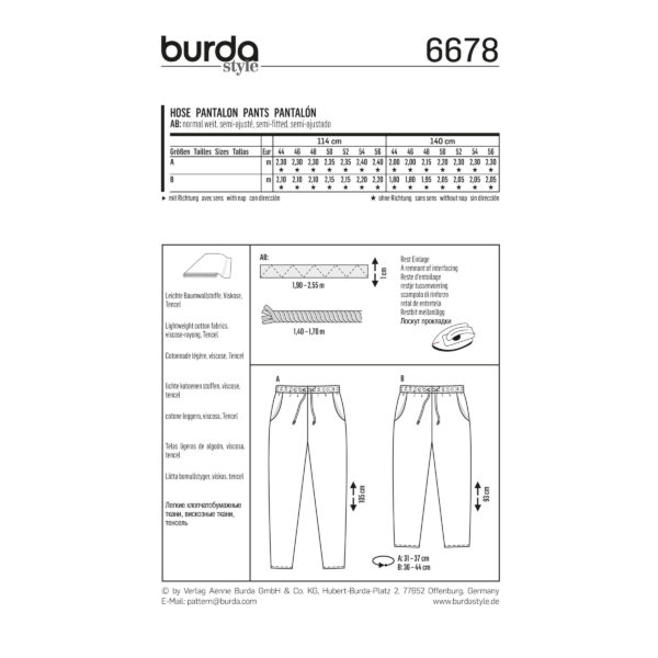 Burda Style Schnittmuster - Hose - Jogginghosen - Gummizughosen - Nr. 6678 – Bild 4
