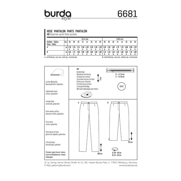 Burda Young Schnittmuster - Hose und 3/4 Hose mit schmalen Beinen - Nr.6681 – Bild 4