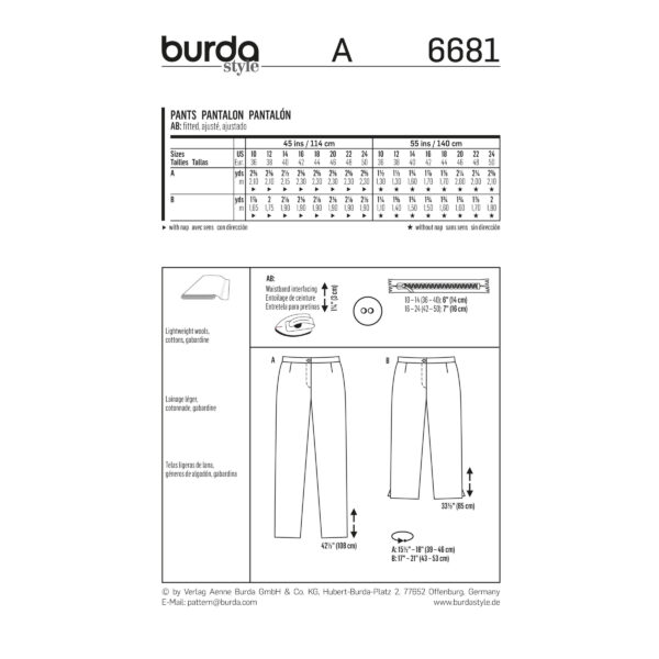 Burda Young Schnittmuster - Hose und 3/4 Hose mit schmalen Beinen - Nr.6681 – Bild 5