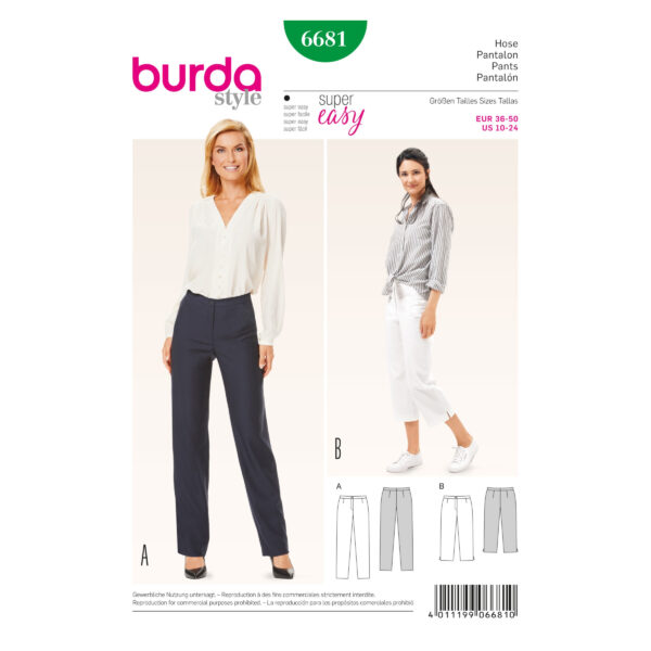 Burda Young Schnittmuster - Hose und 3/4 Hose mit schmalen Beinen - Nr.6681