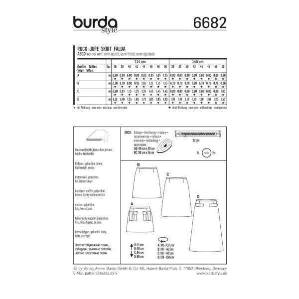 Burda Style Schnittmuster - Rock - A-Linienrock in 4 Varianten - Nr. 6682 – Bild 6