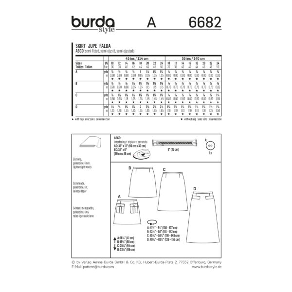 Burda Style Schnittmuster - Rock - A-Linienrock in 4 Varianten - Nr. 6682 – Bild 7