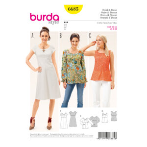 Burda Style Schnittmuster - Bluse + Kleid & Top - hohe Taille - Nr. 6685