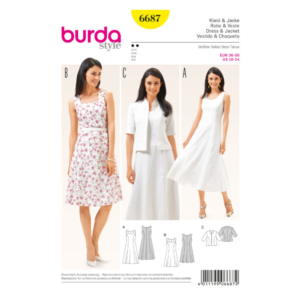 Burda Style Schnittmuster - Kleid - Kleid & Jacke - Nr. 6687