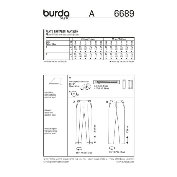 Burda Style Schnittmuster - Hose - Bügelfaltenhose - Basic-Hose - Nr. 6689 – Bild 5