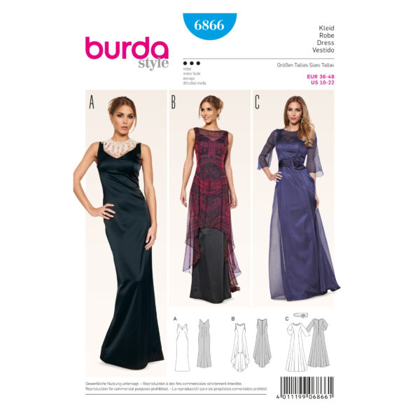 Burda Style Schnittmuster - Kleid - Abendkleid & Überkleid - Nr. 6866