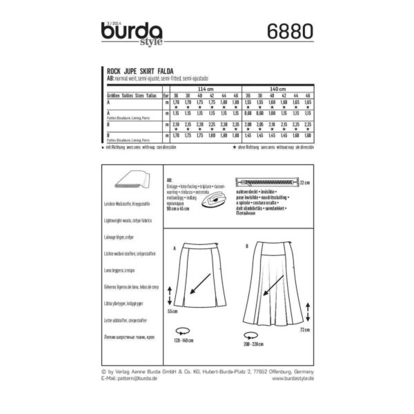 Burda Style Schnittmuster - Rock - A-Linienrock - Bahnenrock - Nr. 6880 – Bild 4