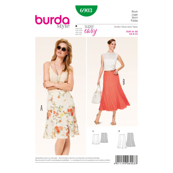Burda Style Schnittmuster - Rock - Bahnenrock - Glockenrock - Nr. 6903
