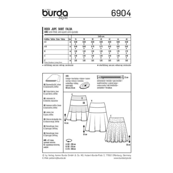 Burda Style Schnittmuster - Rock - Stufenrock - Sattel - Nr. 6904 – Bild 6