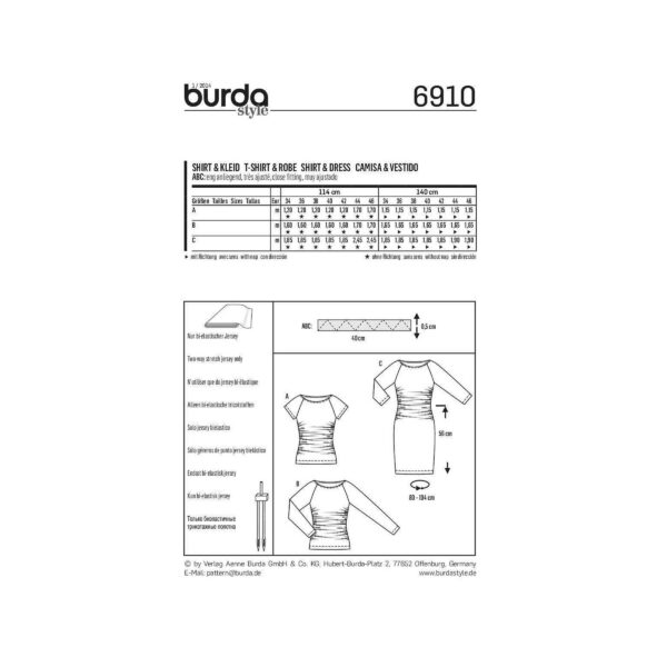 Burda Style-Schnittmuster,Shirt Kleid, 6910 – Bild 5