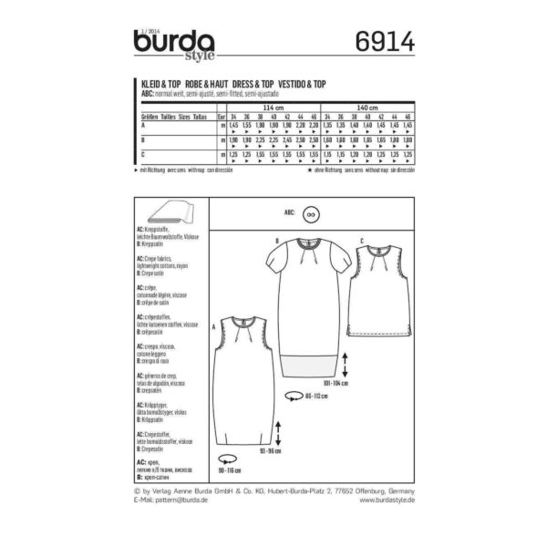Burda Style Schnittmuster - Kleid & Top - Ballonkleid - Ballontop - Nr. 6914 – Bild 5