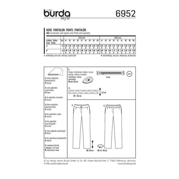 Burda Style Schnittmuster - Hose - Businesshose - Gummizug - Nr. 6952 – Bild 4