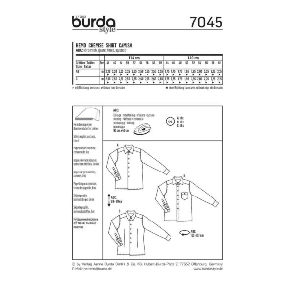 Burda Style Schnittmuster - Hemd - tailliert - Nr. 7045 – Bild 9
