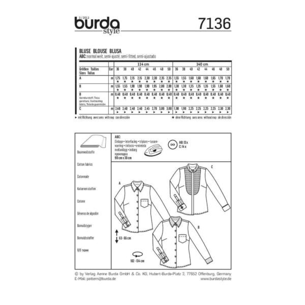 Burda Style Schnittmuster - Bluse - Hemdbluse - Biesenbluse - Nr. 7136 – Bild 5