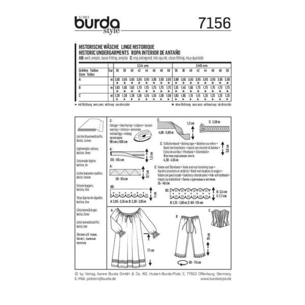 Burda Style Schnittmuster - historische Wäsche - Nr. 7156 – Bild 5