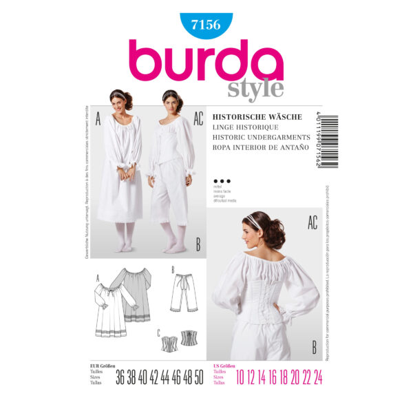 Burda Style Schnittmuster - historische Wäsche - Nr. 7156