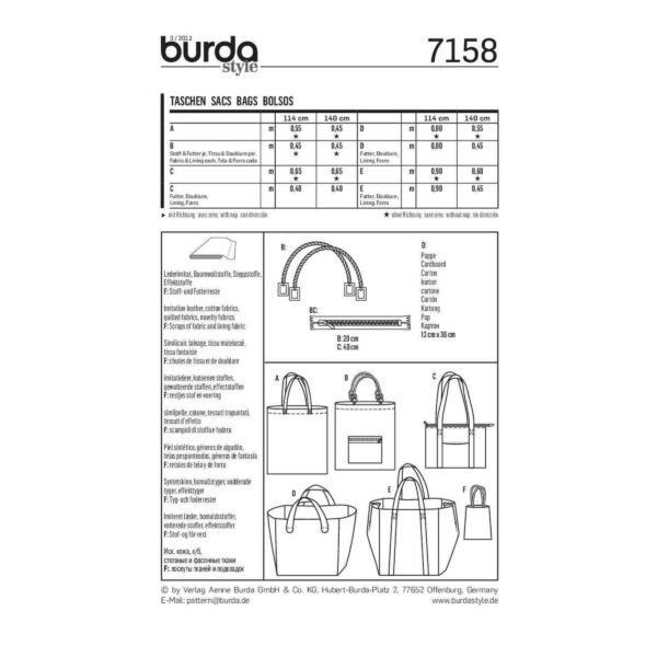 Burda Style Schnittmuster - Taschen - Beutel - Nr. 7158 – Bild 11