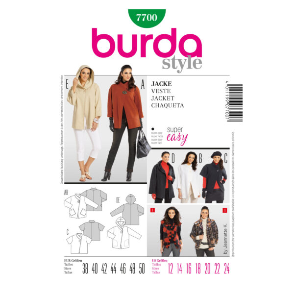 Burda Style-Schnittmuster -Kleid, Top - 7700