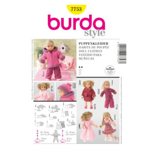 Burda Schnittmuster - Puppenkleider - Kostüm, Ballkleid, Hose, .... - Nr. 7753