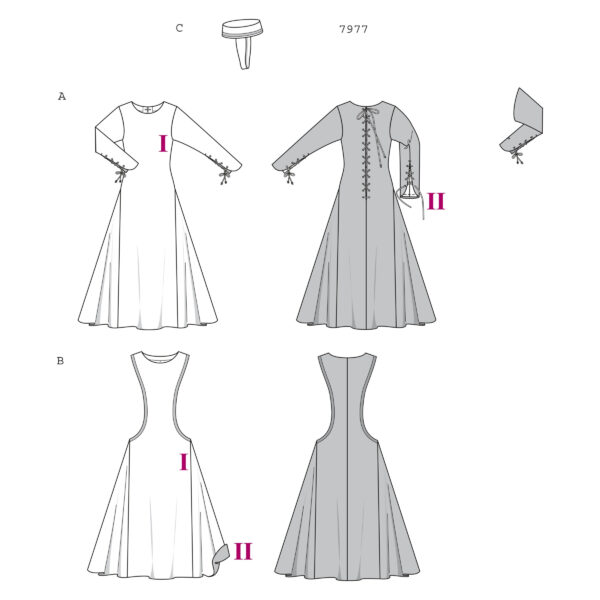 Burda Style Schnittmuster -Kleid - Historisches Kleid - Höllenfenster - Nr. 7977 – Bild 6