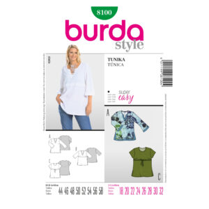 Burda Style Schnittmuster - Bluse - Tunika - 3/4 Arm - Nr. 8100