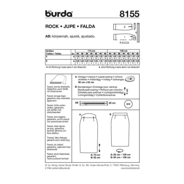 Burda Style Schnittmuster - Rock - schmaler Rock - Businessrock - Nr. 8155 – Bild 4