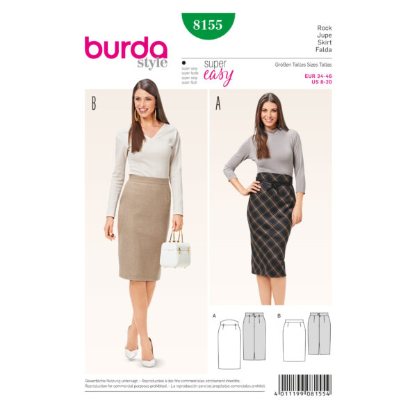 Burda Style Schnittmuster - Rock - schmaler Rock - Businessrock - Nr. 8155