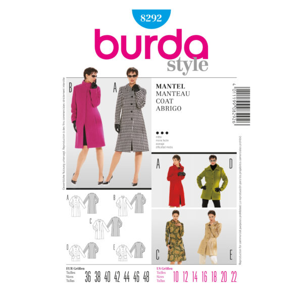Burda Style-Schnittmuster - Mantel - 8292