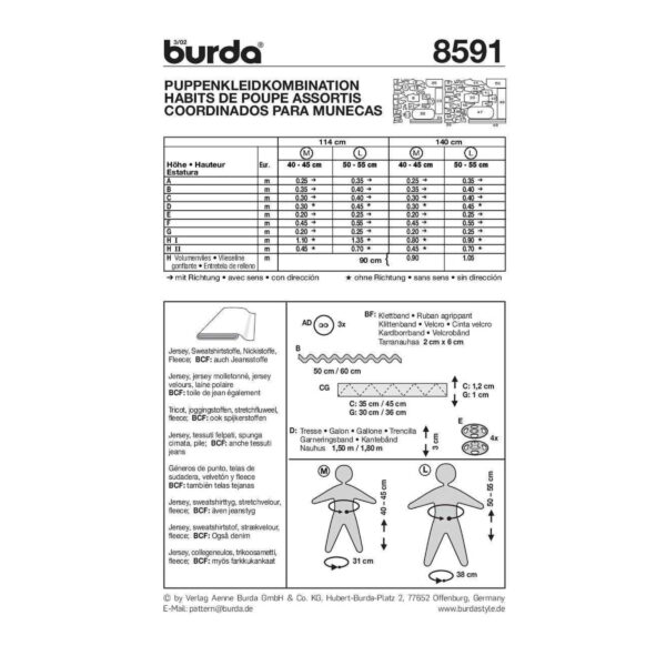 Burda Style Schnittmuster - Puppenkleid - Kombination -Babypuppen - Nr. 8591 – Bild 4