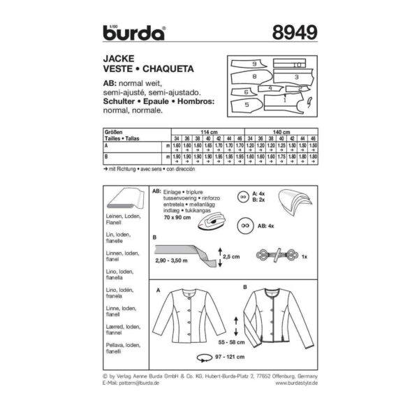Burda Style Schnittmuster - Jacke - Janker - Kurzjacke im Trachtenstil - Nr.8949 – Bild 3